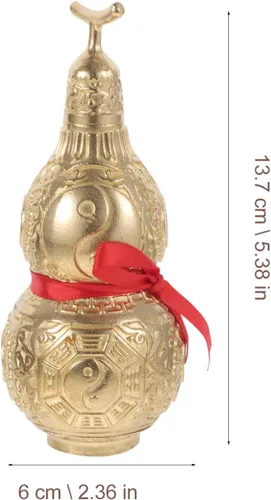 Vista 4 de Garneck Adorno de calabaza de cobre, estatua decorativa de Feng Shui Wu Lou para mesa de oficina en casa, símbolo de prosperidad y riqueza