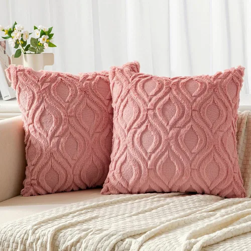 Vista 24 de MIULEE - Juego de 2 fundas de almohada de lana sintética suave y afelpada, fundas decorativas de estilo bohemio para sofá, sala de estar, cama, 16 x