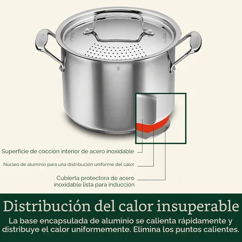 Vista 3 de Cuisinart 766S-22 - Olla para pasta de acero inoxidable de 6 cuartos de galón con tapa coladora Colección de utensilios de cocina clásicos de Chef