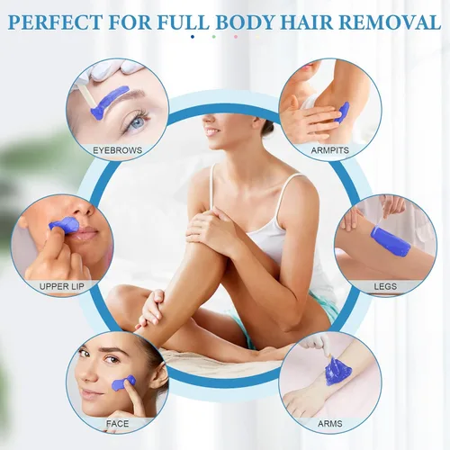 Vista 4 de Pinkiou Kit de depilación con cera para depilación, máquina de cera portátil con granos de cera dura para cabello grueso, bikini, ceja, axila