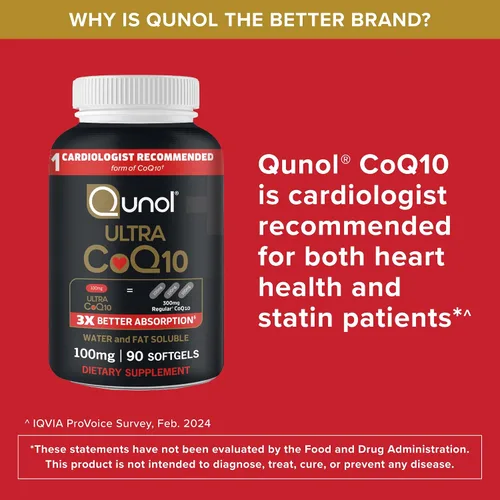 Vista 5 de Qunol Cápsulas blandas CoQ10 de 100 mg, Ultra CoQ10 100 mg, 3 veces mejor absorción, antioxidante para la salud del corazón y producción de energía