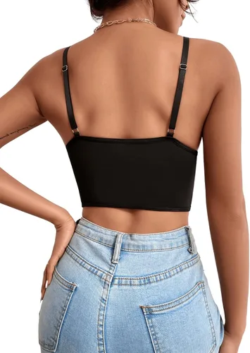 Vista 2 de SHENHE Camisola de malla de encaje sin mangas con tirantes delgados para mujer