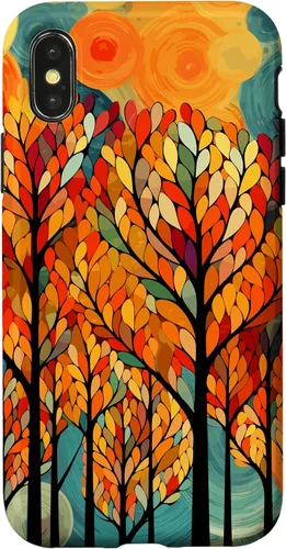 Vista 5 de iPhone 16 Otoño y coloridas hojas y árboles de otoño, funda temática de color de otoño