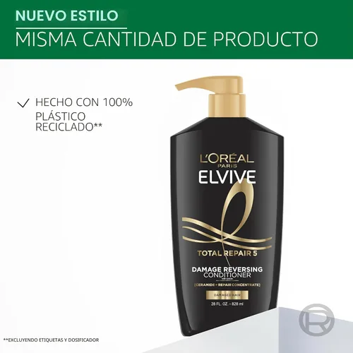 Vista 6 de L'Oreal Paris Elvive Total Repair 5 Acondicionador Reparador para Cabello Dañado Acondicionador con Proteína y Ceramida para Cabello Fuerte Sedoso