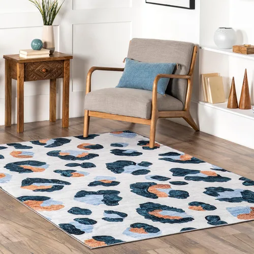 Vista 8 de nuLOOM SpinClean - Alfombra de área lavable a máquina y resistente a las manchas de perfil bajo para sala de estar, dormitorio y comedor, multicolor