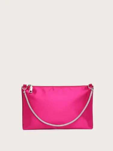 Vista 2 de GORGLITTER Bolso de noche para mujer, con cadena de diamantes de imitación, bolso de mano brillante, bolso cuadrado brillante