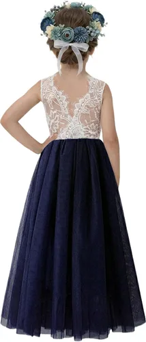 Vista 26 de 2Bunnies - Vestido de fiesta con tutú de tul, espalda de encaje de rosa, tipo A, para niñas Maxi sin mangas de encaje