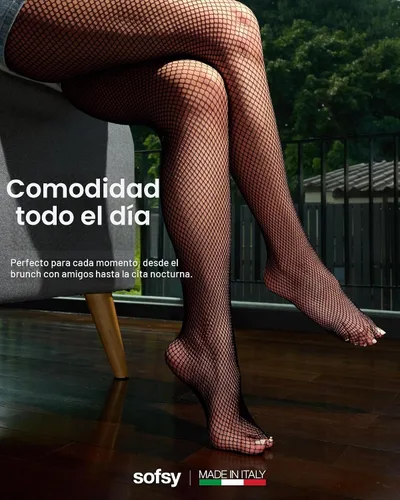 Vista 6 de sofsy Artesanía en Calcetería de 10 Años - Medias de Red Hechas en Italia para Mujeres Mallas de Cintura Alta de Comodidad Todo el Día A01 1 par