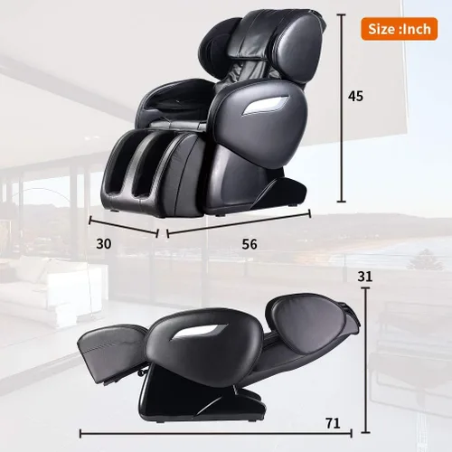 Vista 2 de BestMassage Silla de masaje de gravedad cero, cuerpo completo, silla eléctrica de masaje Shiatsu, reclinable con rodillos de pie, terapia de calor