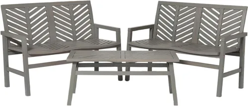 Vista 8 de Walker Edison Furniture Company - Mesa auxiliar rectangular para terraza al aire libre, madera de Chevron para todo tipo de clima
