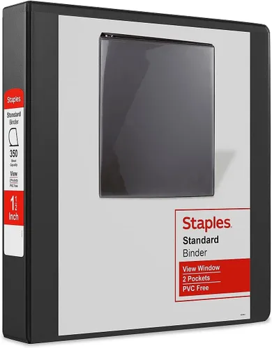 Vista 11 de Staples Carpeta de 3 anillas, anillo en D de 1 pulgada, negro, organizador compacto para el hogar, la oficina y la escuela, con capacidad para hasta