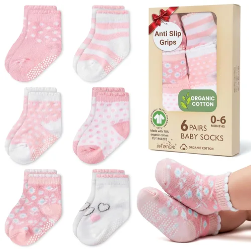 Vista 22 de GOTS Mezcla de Algodón Orgánico 12 Pares Calcetines Zapatos Bebés 0-6 M Negro