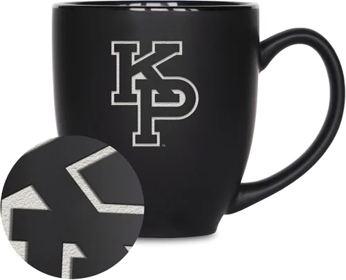 Vista 427 de Rico Industries - Taza de cerámica mate negra con grabado láser estándar de 15oz para NCAA (escuelas T & U) - Para bebidas calientes o frías