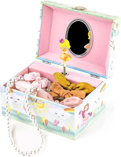 Vista 3 de Joyero musical para niña con juego de joyas, caja de música de princesa y unicornio, regalo ideal para niñas y niñas pequeñas, hija, cumpleaños