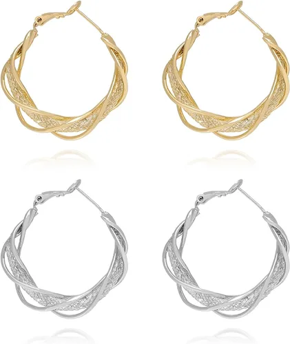Vista 8 de Lymphatic Earrings for Women Silver Zircon Hoop Huggie Earrings Dainty Fashion Jewelry Gifts A1ï¼ 2 pares de pendientes linfáticos dorados