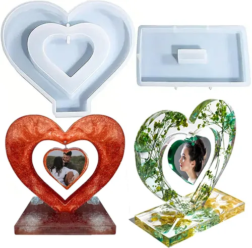 Vista 10 de Moldes de Resina para Marcos de Fotos Grandes, Moldes de Silicona en Forma de Corazón para Resina Epoxi, Exhibición de Marco de Fotos DIY Molde