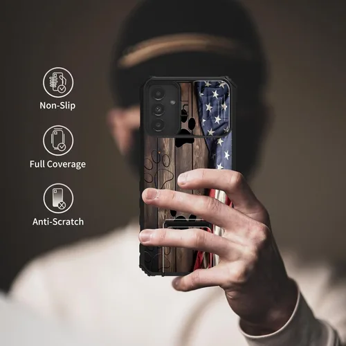 Vista 7 de Funda para teléfono Samsung Galaxy A15 5G con protector de pantalla con cubierta deslizante para cámara y soporte de doble capa híbrida resistente a