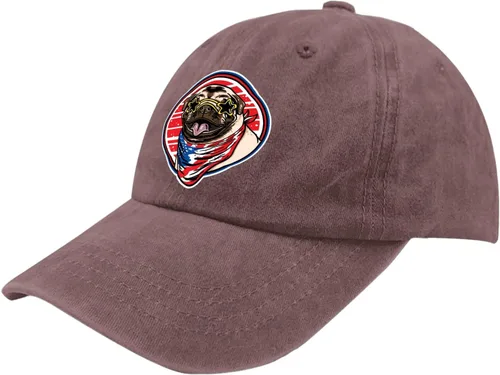Vista 2 de Cap Pug Dog Baseball Cap for Women Vintage Denim Hat Adjustable