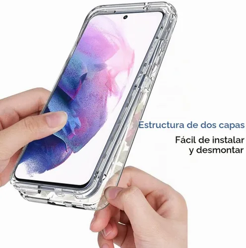 Vista 4 de Funda de teléfono para Galaxy S22, Samsung S22 5G SM-S901U con protector de pantalla de vidrio templado, bonito patrón floral transparente, funda