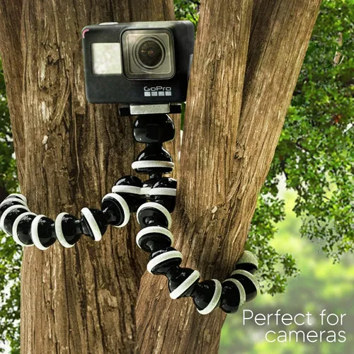 Vista 7 de TALK WORKS Trípode flexible para iPhone, Android, cámara, patas flexibles, soporte ajustable con mini control remoto inalámbrico para selfies