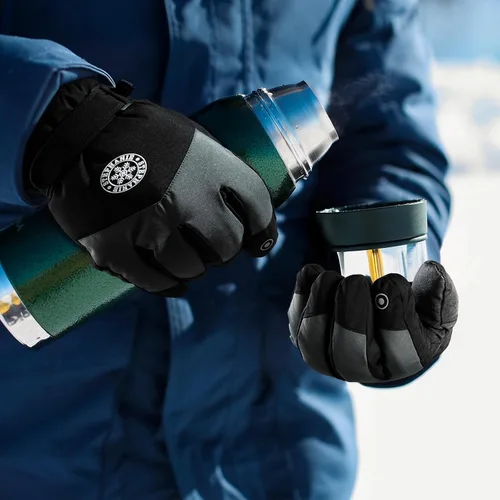 Vista 6 de DOFOWORK Guantes de esquí para hombre, guantes de invierno cálidos para hombres y mujeres, guantes impermeables para pantalla táctil, guantes