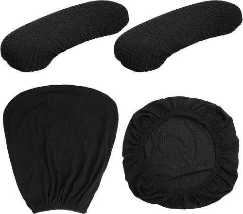 Vista 7 de Tallew Juego de 4 fundas protectoras universales para sillas de oficina, fundas de asiento elásticas para sillas de oficina, fundas para Negro