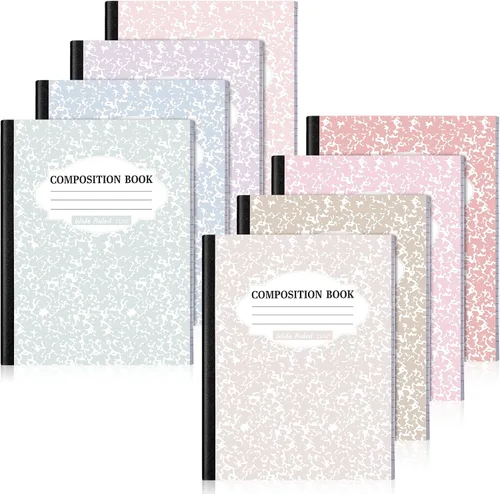 Vista 21 de Colarr Paquete de 8 cuadernos de composición de 9.75 x 7.5 pulgadas de ancho, libros de composición de papel de mármol a rayas de varios