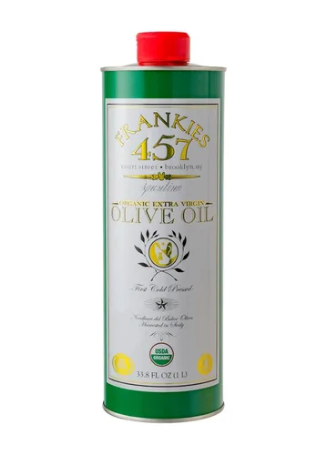 Vista 7 de Frankies Aceite de oliva orgánico extra virgen Lata de 16.9 onzas líquidas Aceite de oliva virgen extra siciliano real (EVOO) Aceitunas