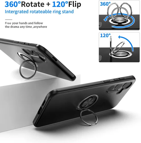 Vista 7 de Funda para Samsung Galaxy S26 con protector de pantalla de vidrio templado, híbrida 2 en 1, funda protectora delgada duradera con anillo magnético