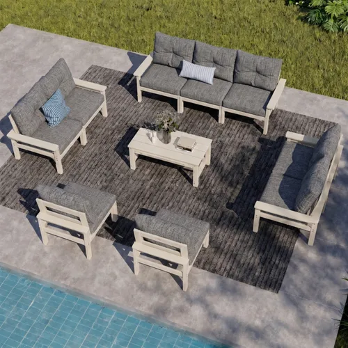 Vista 50 de Juego de muebles de patio HDPE de 13 piezas con mesas