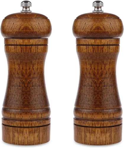 Vista 8 de Molinillo de pimienta – Molinillo de pimienta de 5 pulgadas, molinillo de pimienta recargable, juego de molinillo de sal y pimienta de roble