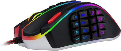 Vista 5 de Redragon M990 MMO - Mouse para videojuegos, 32000 DPI de alta precisión con cable RGB con 23 botones programables, 16 teclas macro laterales