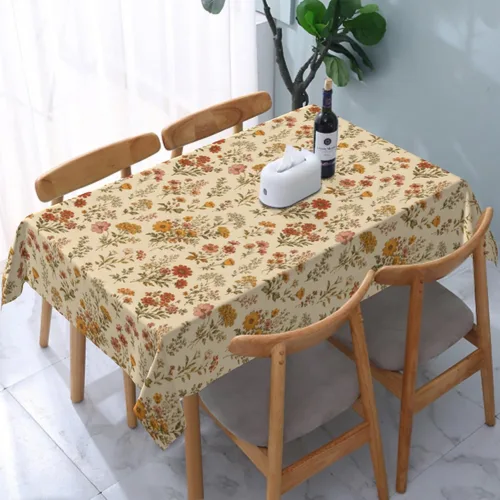Vista 11 de Cafl Mantel retro con diseño de girasol de los años 70, sin arrugas, para picnic, cocina, vacaciones, comedor, rectangular, poliéster lavable