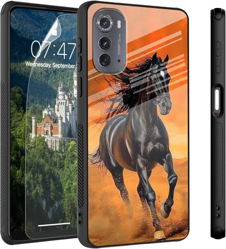 Vista 79 de Funda para Motorola Moto Edge 2022, cubierta trasera de vidrio templado con protector de pantalla, funda protectora a prueba de golpes para Motorola