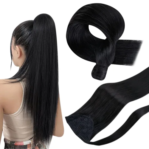 Vista 87 de Hetto . Extensiones de cabello humano rizado con clip, color #1 negro azabache, extensiones de cabello humano ondulado natural para cabeza completa