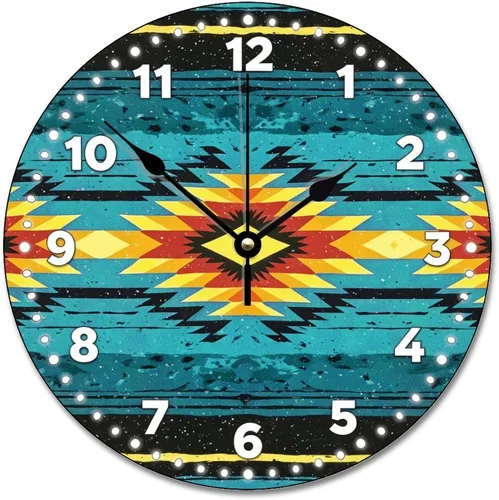 Vista 17 de ArogGeld Reloj de pared grande de madera para decoración de guardería, funciona con pilas, 12 pulgadas, silencioso, arco iris, bohemio, reloj