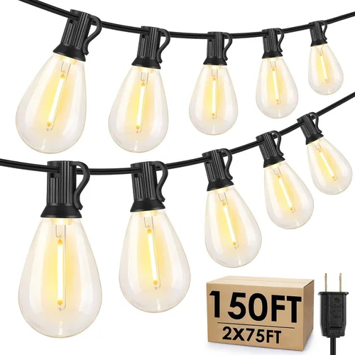 Vista 9 de Larkvue Tira de luces LED S11 de 75 pies para exteriores, luz regulable para patio, con 22+2 bombillas Edison de 2700 K impermeables, inastillables