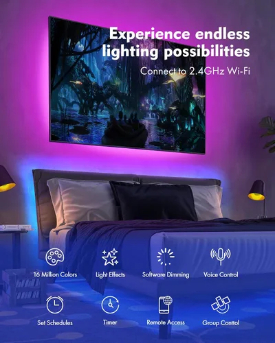 Vista 3 de VOCOlinc - Tira de luz LED que funciona con Homekit Alexa y el asistente de Google, no requiere Hub, 2.4 GHZ