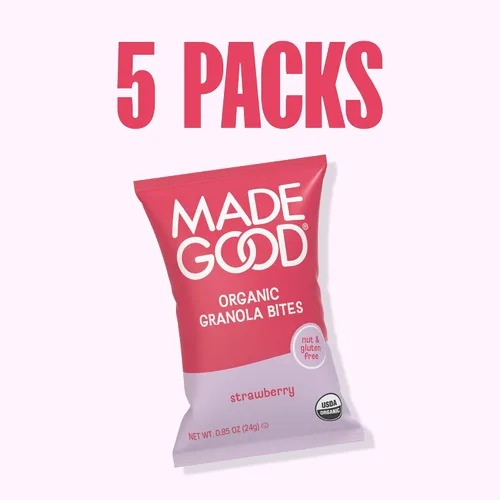 Vista 8 de MadeGood - Bocaditos orgánicos de granola de fresa, 5 unidades x 0.85 onzas