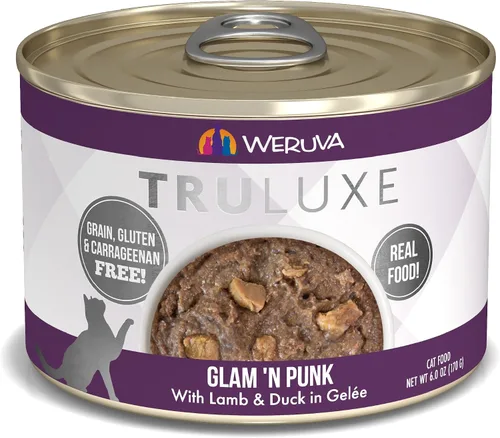 Vista 26 de Comida enlatada sabor cordero y pato TruLuxe Glam 'n Punk marca Weruva (24 unidades de 3 onzas cada una)