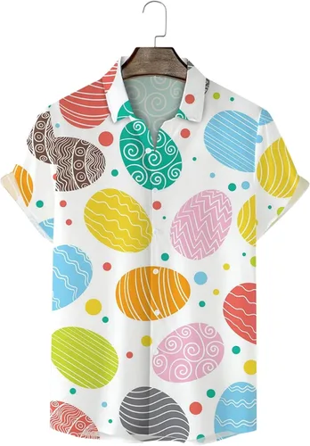 Vista 2 de Camisas de Pascua para hombre, divertidos huevos de Pascua, conejo, zanahoria, estampado de zanahoria, camisas hawaianas con botones, sudaderas