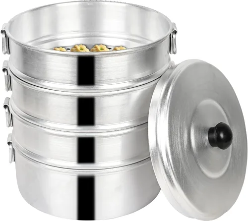 Vista 4 de Tabakh - Vaporizador momos de aluminio de 10 pulgadas, estándar, color plateado