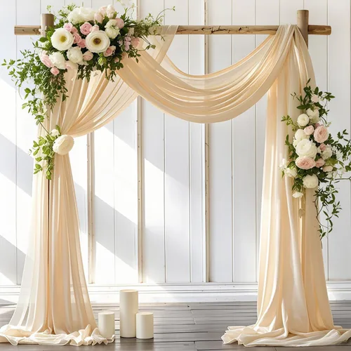 Vista 7 de LINXTAR 1 panel de tela para arco de boda, 1 panel de 30 x 18 pies, cortina de arco de gasa transparente azul bebé para cabina de fotos, despedida