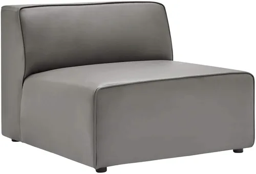 Vista 3 de Modway Mingle Sofá seccional de cuero vegano Silla sin brazos en gris