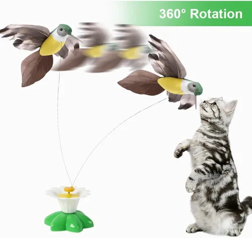 Vista 4 de Juguete eléctrico para gatos, juguete interactivo de pájaro para gatos, juguete eléctrico giratorio de 360 grados, mariposa voladora, juguete
