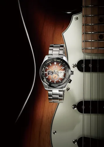 Vista 4 de ORIENT RN-AR0301G - Reloj de pulsera de metal para hombre diseño retro de guitarra futura limitada enviado desde Japón