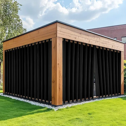 Vista 17 de HDCAXKJ Cortinas impermeables para exteriores para patio con cremallera superior e inferior, cortinas térmicas de privacidad con ojales, 2 paneles