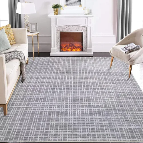 Vista 12 de GAOMON Alfombra Corredor de Área de 2 x 6 pies moderna geométrica gris de lana sintética antideslizante de pelo bajo hecha a máquina lavable
