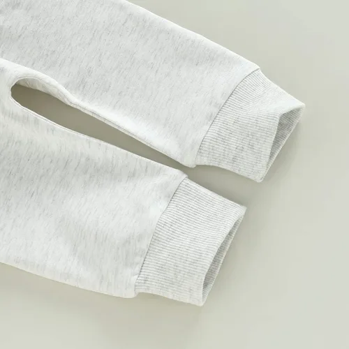 Vista 70 de Conjunto de 2 piezas de ropa para bebé y niño, sudadera con cuello redondo con letras y pantalones casuales de otoño e invierno B Negro-marrón