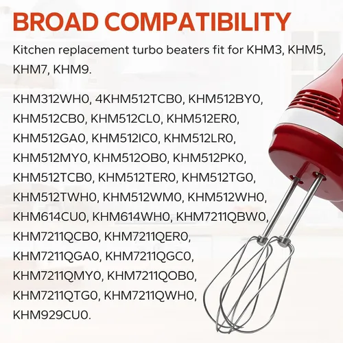 Vista 3 de Kitchenaid - Juego de 4 accesorios para batidoras de mano Kitchenaid, con ganchos de masa de acero inoxidable compatibles con Kitchenaid KHM3 KHM5